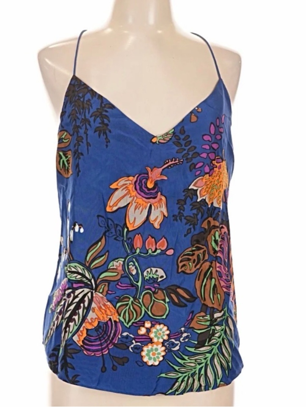 J. Crew Blue Floral Lined Camisole Sea Coral Size 4